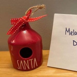 Mini rae dunn santa birdhouse